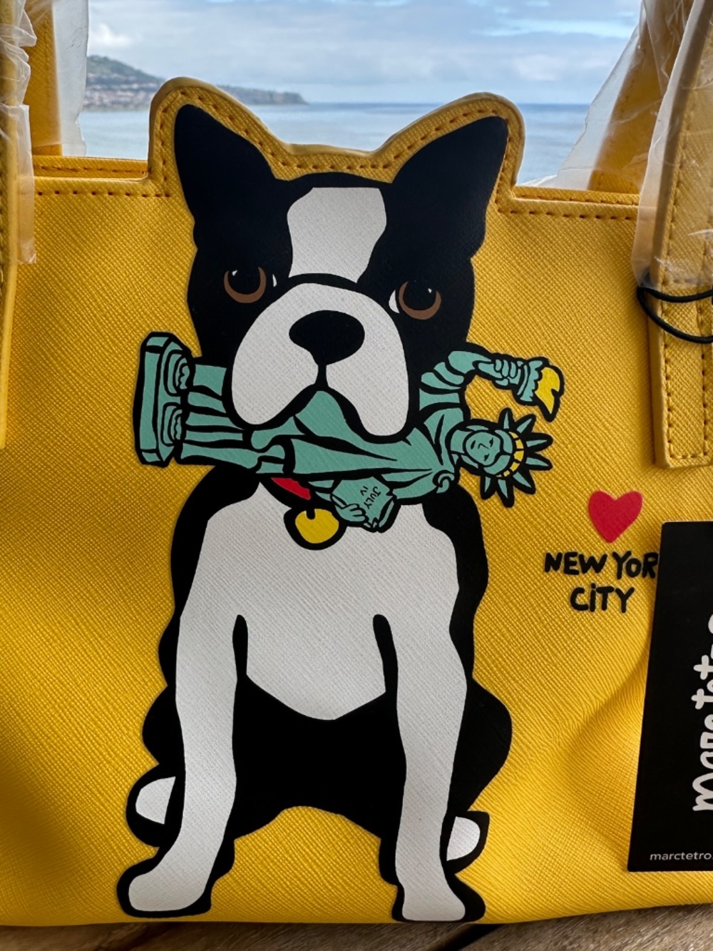 Marc Tetro Boston Terrier New York City Vinyl Purse - Picture 2 of 7